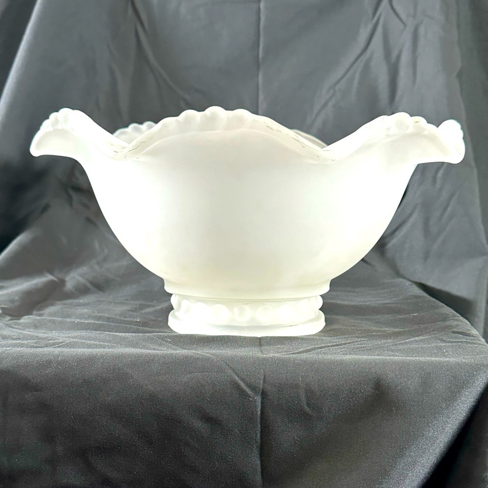 Tiara Indiana Glass Satin White Village Guild 10 1/2" Center Bowl
